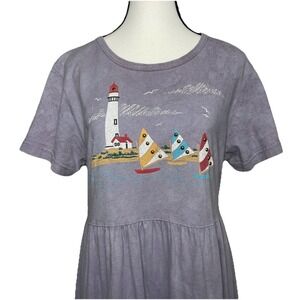 VTG Cactus Bay Apparel By‎ Lynee Maxi Dress Womens Large Purple Cotton Nautical